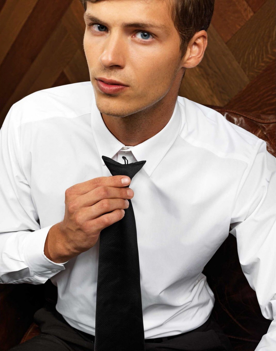 Cravata din satin cu clip pentru receptioner hotel, model business lat, de barbat