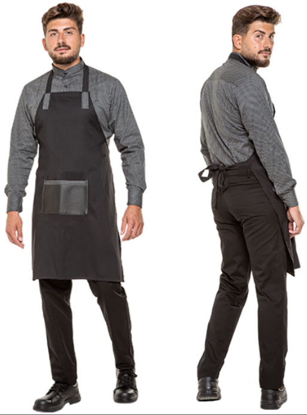 Uniforme ospatari - Sort ospatar, cu pieptar si buzunar central din piele ecologica, unisex