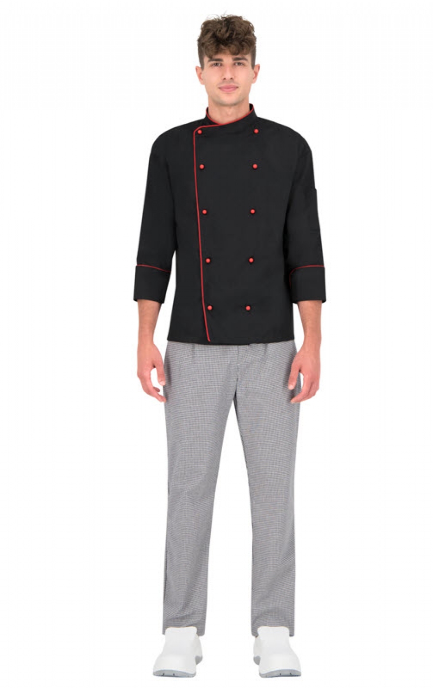 UniformeBucatari.ro - Jacheta tip tunica bucatar, model clasic cu vipusca si butoni, culoare neagra