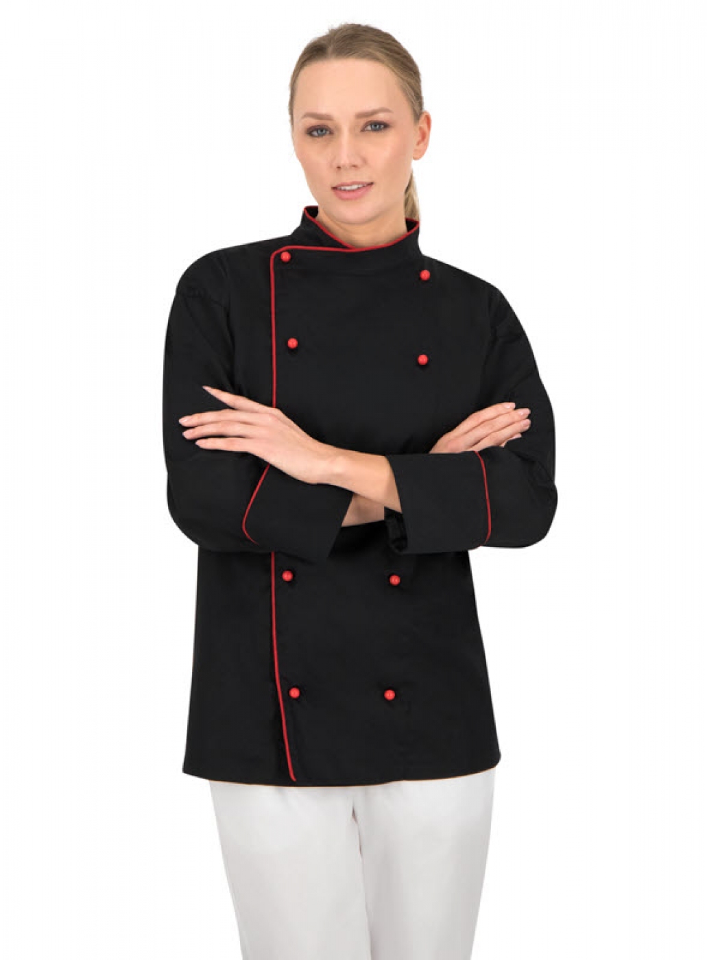 UniformeBucatari.ro - Jacheta tip tunica bucatar, model clasic cu vipusca si butoni, culoare neagra