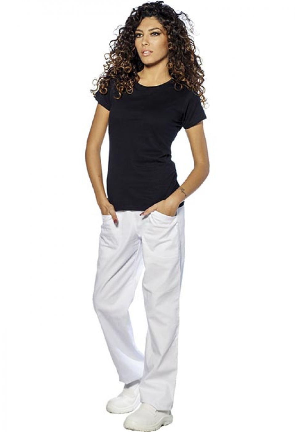 UniformeBucatari.ro - Pantalon bucatar model conic cu buzunare aplicate de dama