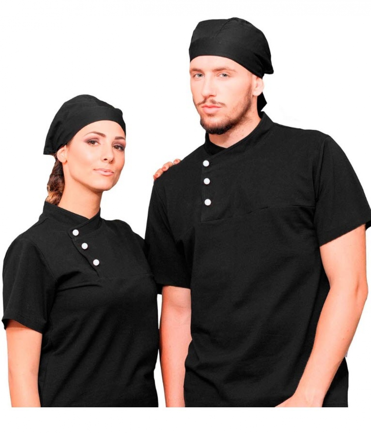 UniformeBucatari - Tricou bucatar, polo pique, guler tunica si butoni cu maneca scurta