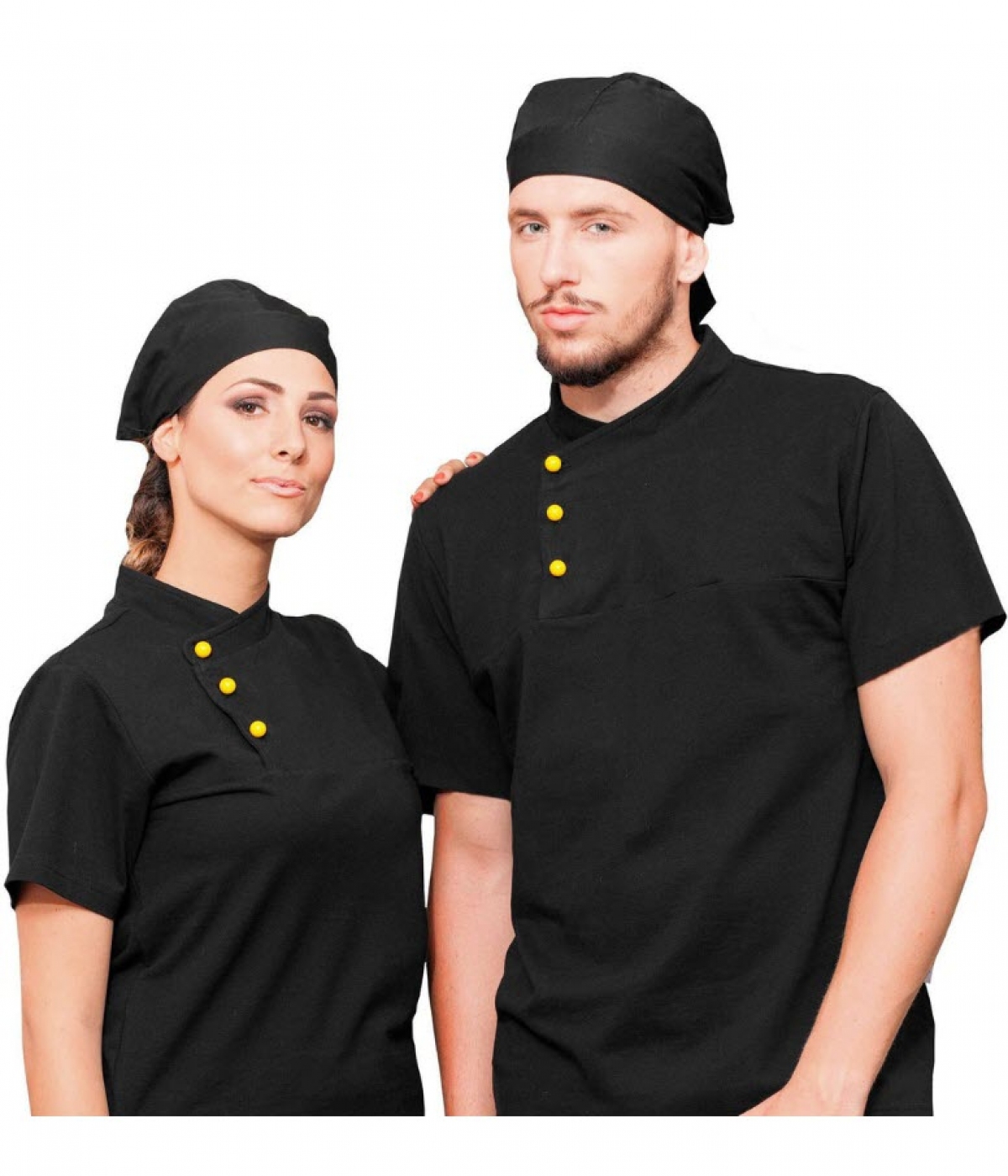 UniformeBucatari - Tricou bucatar, polo pique, guler tunica si butoni cu maneca scurta