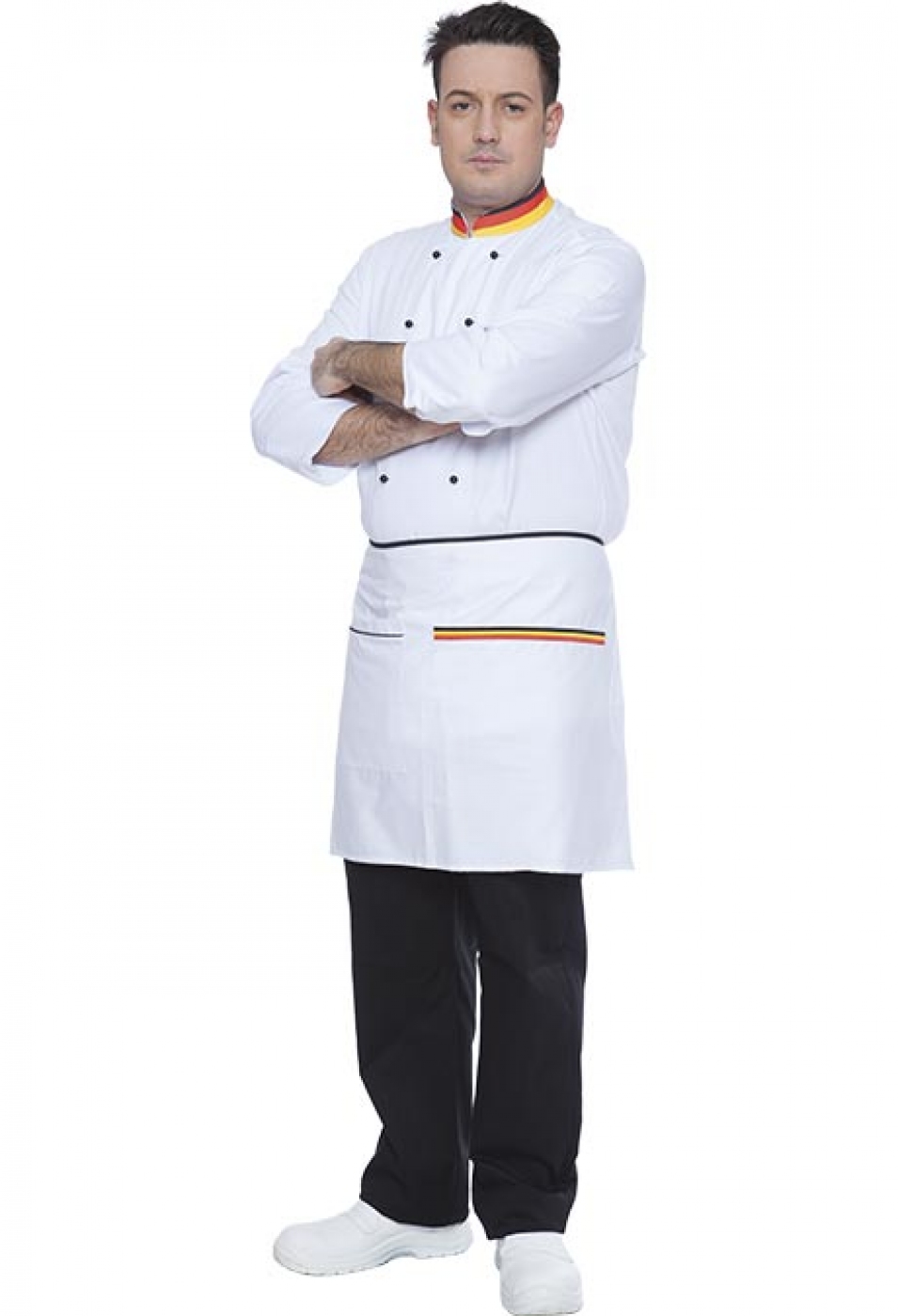 UniformeBucatari.ro - tunica bucatar personalizata cu guler steag, model unisex
