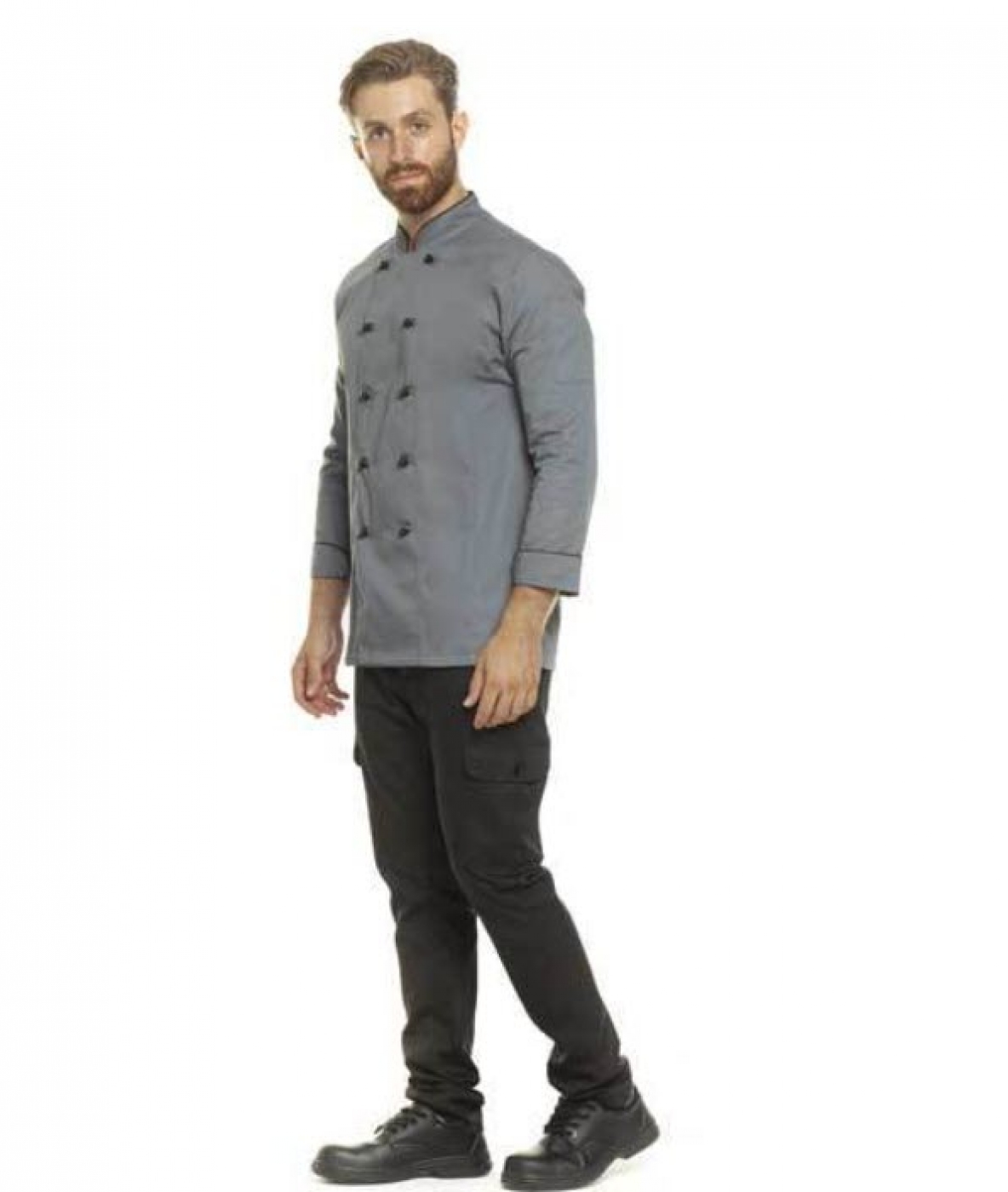 UniformeBucatari.ro - tunica bucatar clasica cu maneca lunga si insertii in contrast, unisex