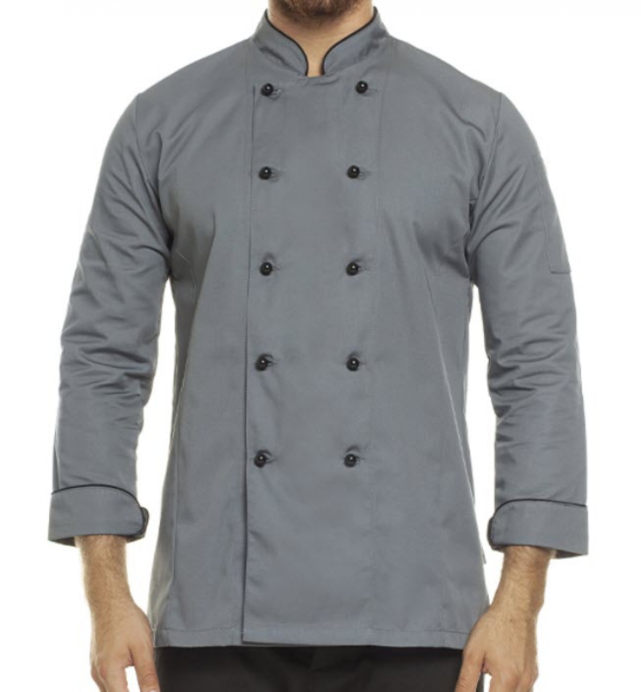 UniformeBucatari.ro - tunica bucatar clasica cu maneca lunga si insertii in contrast, unisex