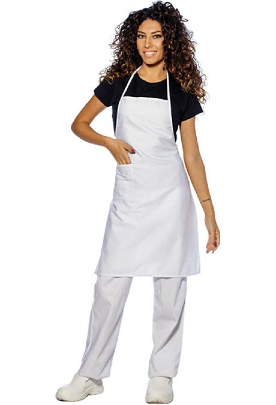UniformeBucatari.ro - Sort cu pieptar bucatar sau chef bucatar cu buzunar lateral, model dama