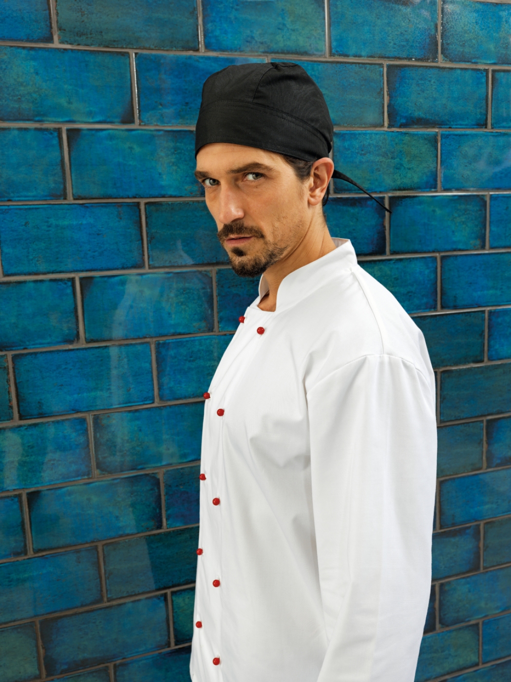 UniformeBucatari.ro - Bandana bucatar, model cu elastic si 2 cordoane, unisex