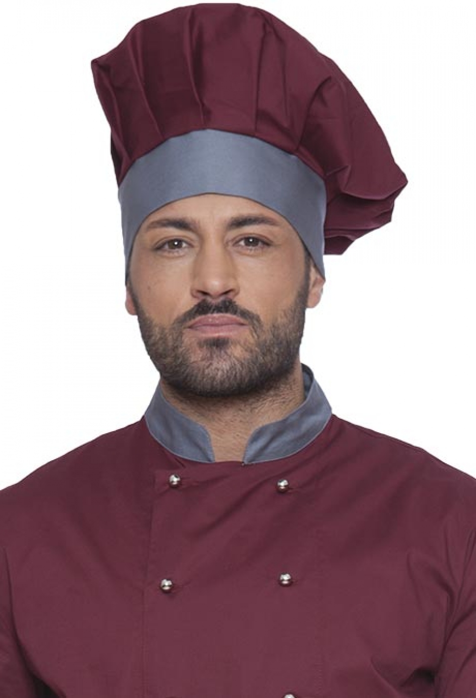 UniformeBucatari.ro -Toca pentru CHEF Bucatar inaltime medie cu falduri, model bicolor