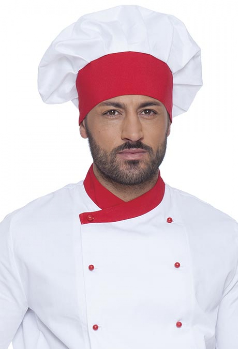 UniformeBucatari.ro -Toca pentru CHEF Bucatar inalta cu falduri, model bicolor