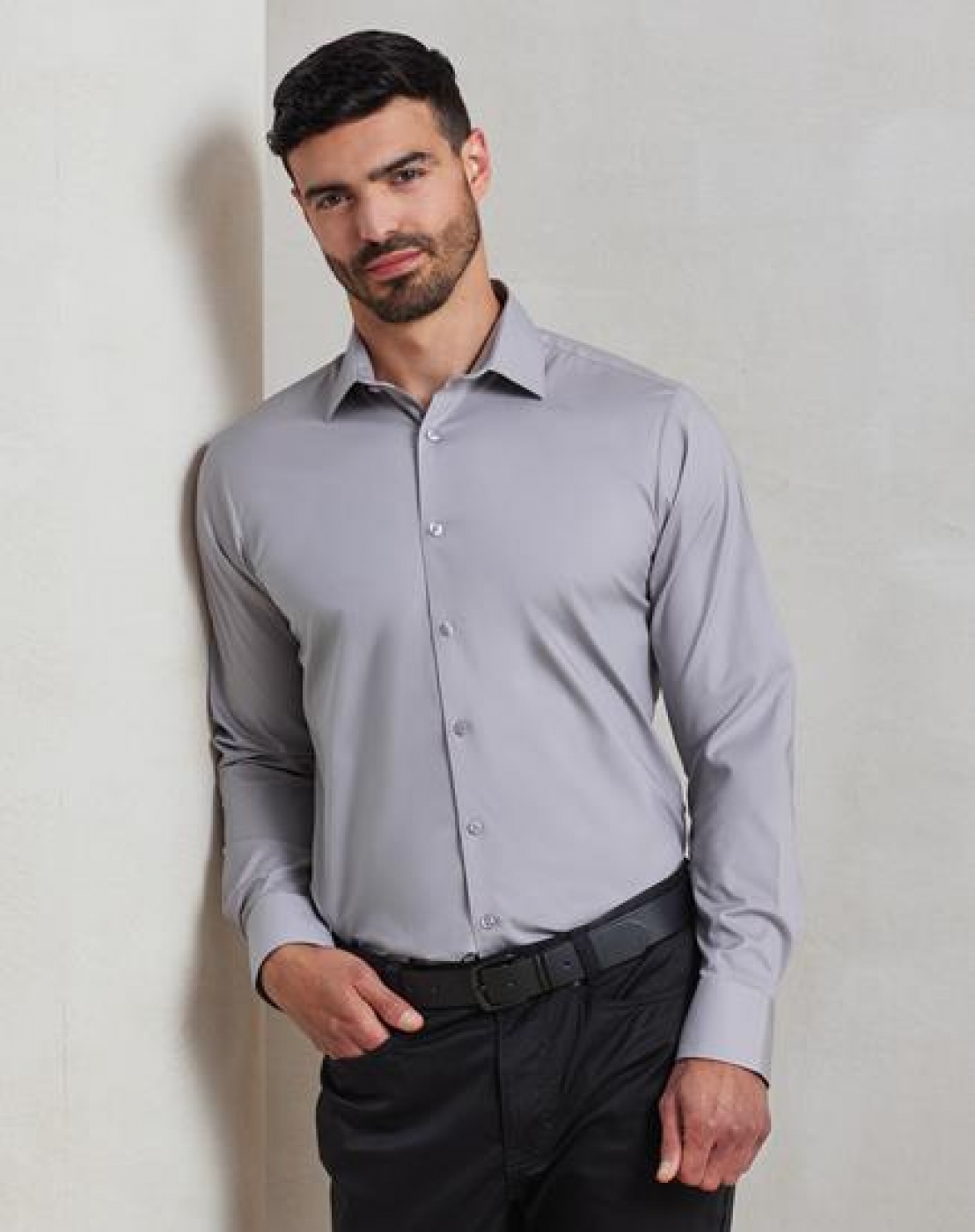 Camasa ospatar, cu maneca lunga, model stretch fit, de barbat