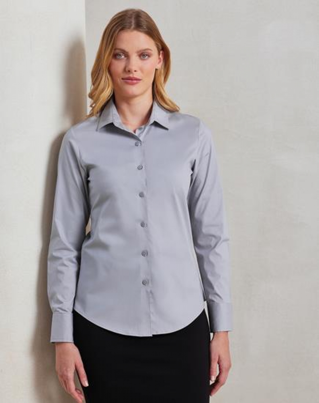 UniformeBucatari.ro - Camasa ospatar, cu guler drept, model stretch fit, dama