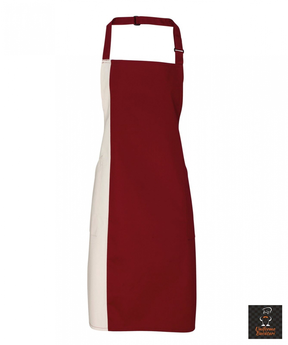 Uniforme Restautant - Sort ospatar, cu pieptar, buzunare laterale, model bicolor