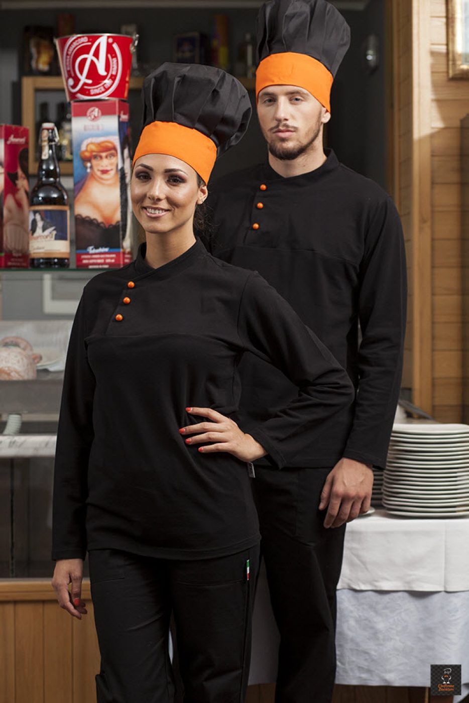 UniformeBucatari - Tricou bucatar, polo pique, guler tunica si butoni cu maneca lunga