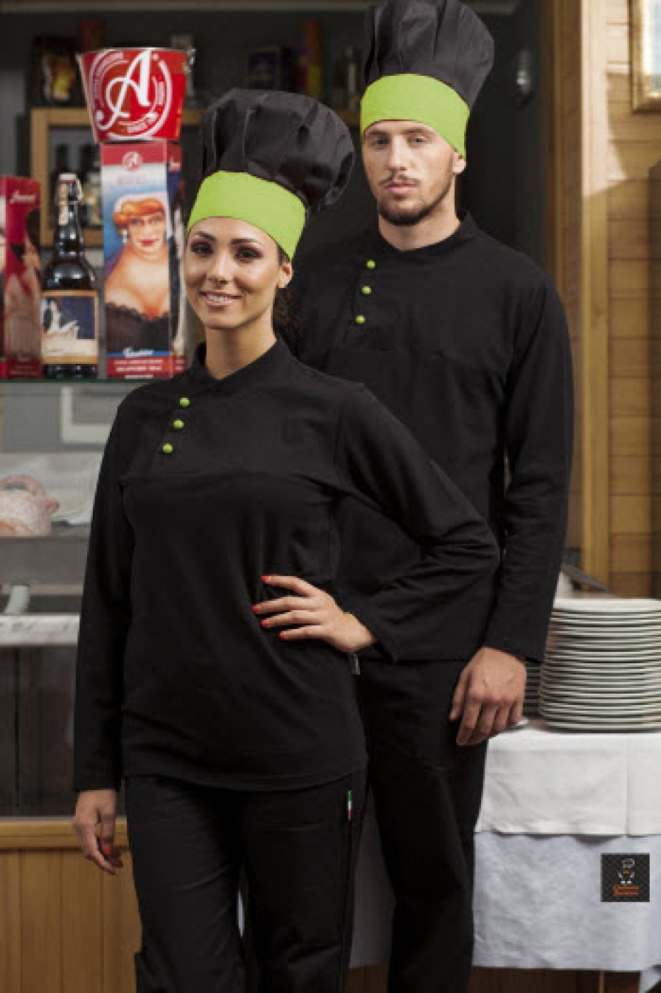 UniformeBucatari - Tricou bucatar, polo pique, guler tunica si butoni cu maneca lunga
