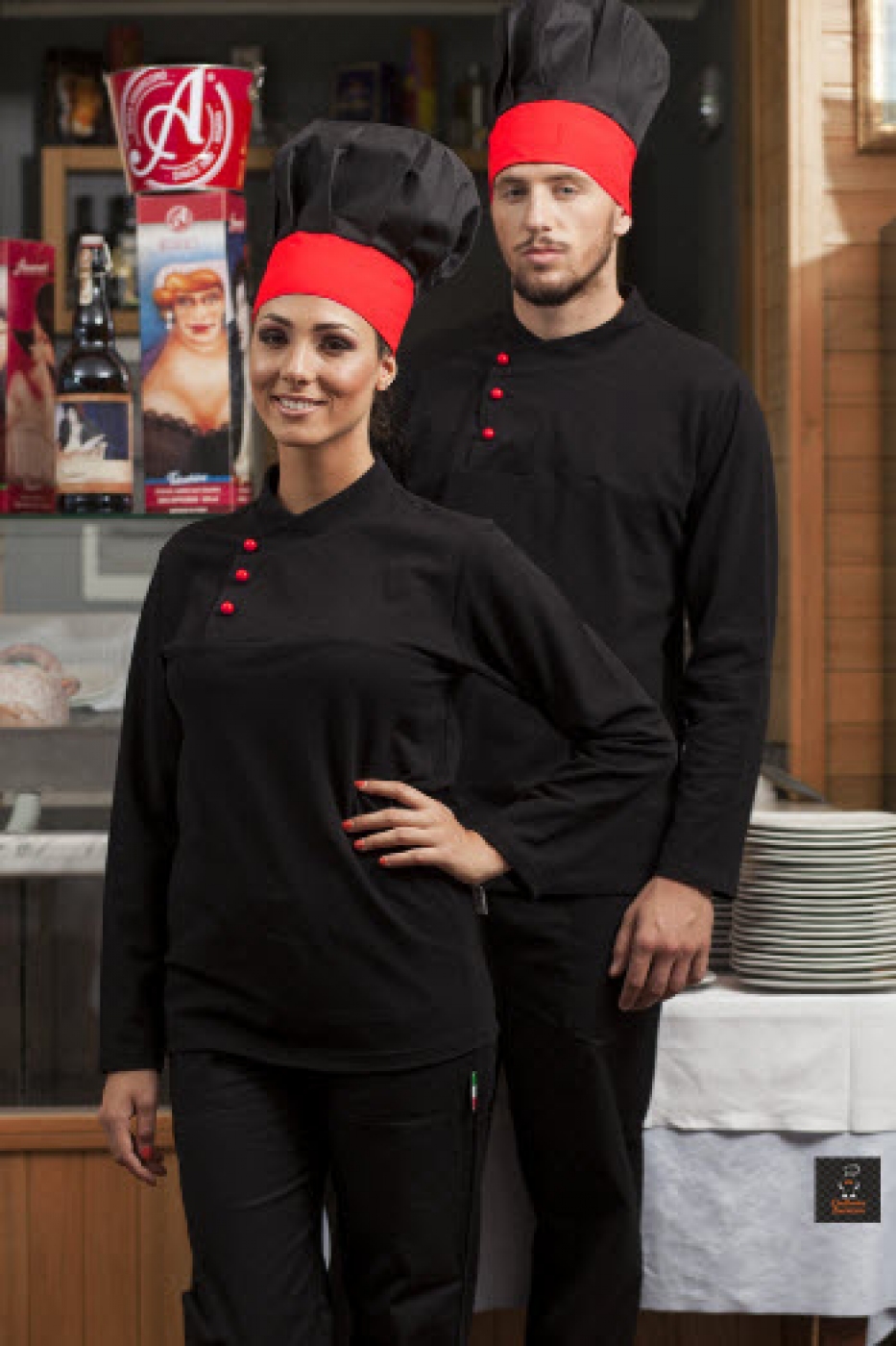 UniformeBucatari - Tricou bucatar, polo pique, guler tunica si butoni cu maneca lunga