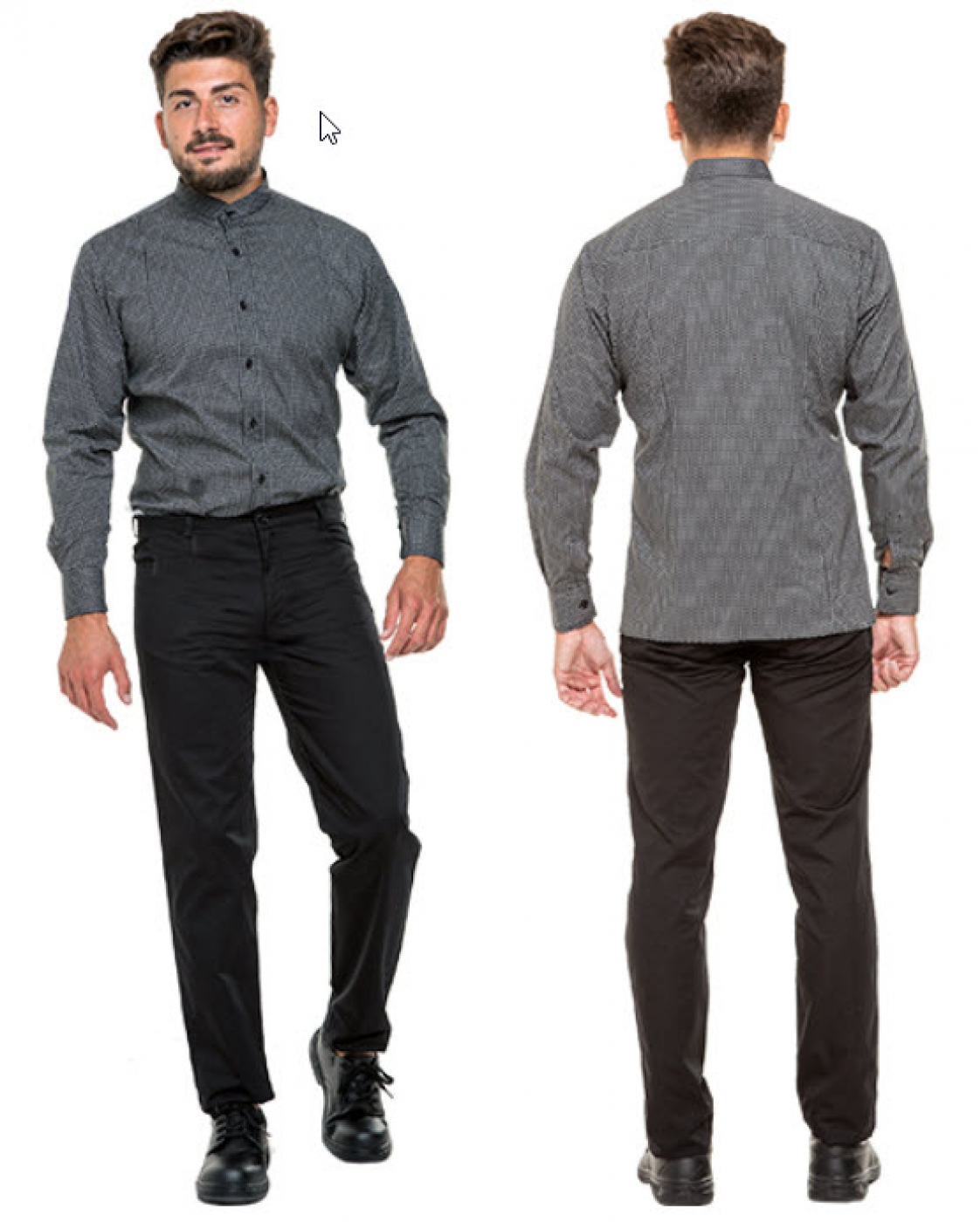 UniformeBucatari.ro - Camasa ospatar sau barman, cu guler tunica, model slim fit, barbat