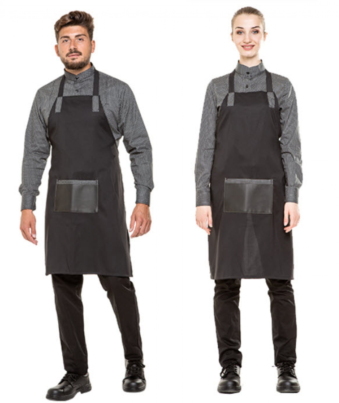 UniformeBucatari.ro - Camasa ospatar sau barman, cu guler tunica, model slim fit, barbat