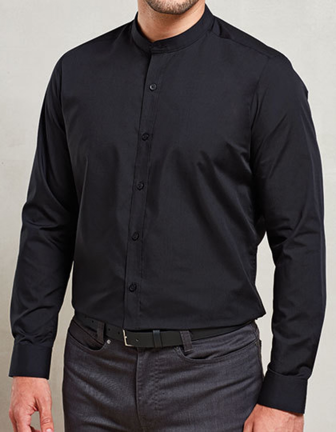 UniformeBucatari.ro - Camasa ospatar, cu guler tunica, model slim fit, barbat