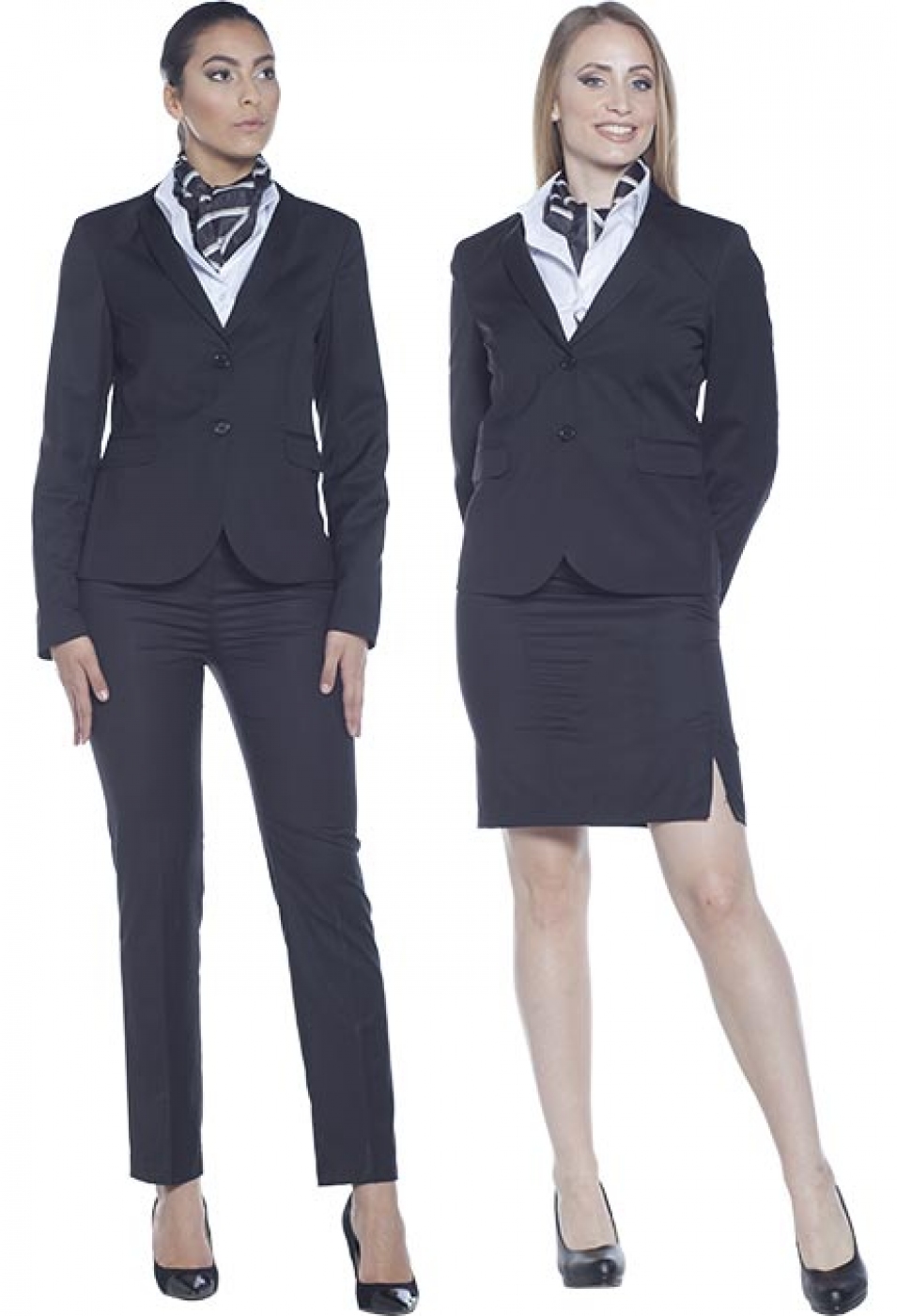 UniformeBucatari.ro - Costum receptioner hotel din 3 piese sacou pantalon si fusta, de dama