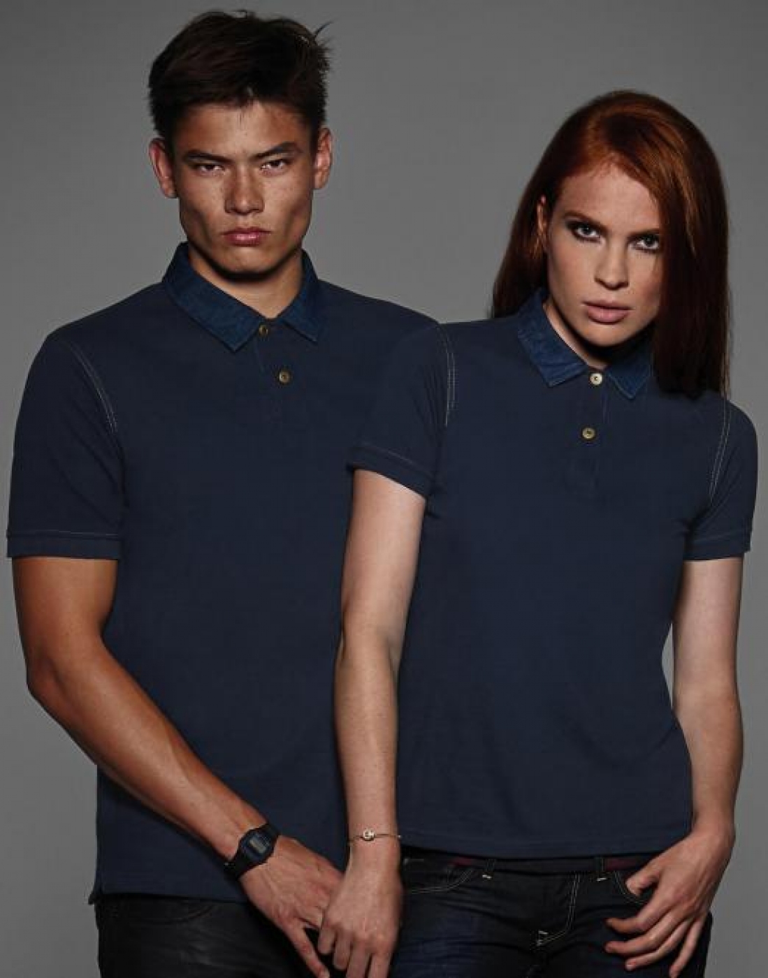 Uniforme Ospatari - Tricou ospatar, model polo cu guler jeans, nasturi metalici, de barbat