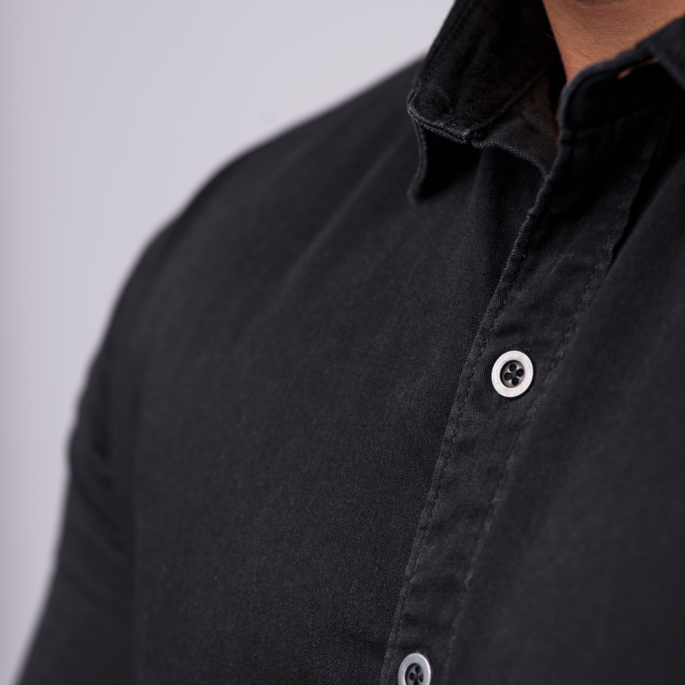 Uniforme Ospatari - Camasa ospatar, model simplu din denim cu maneca lunga, de barbat