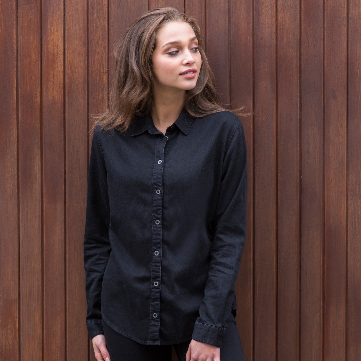 Uniforme Ospatari - Camasa ospatar, model simplu din denim cu maneca lunga, de dama