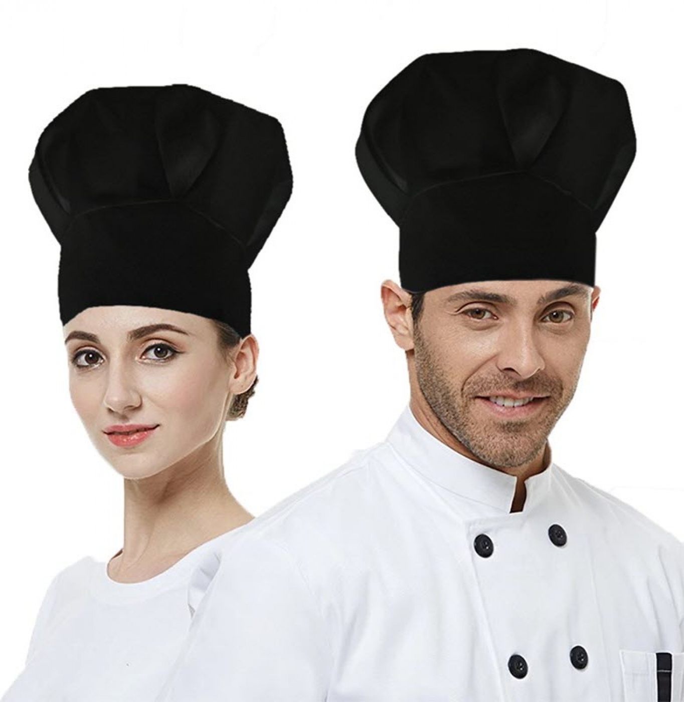 UniformeBucatari.ro - Boneta bucatar, model inalt cu falduri si velcro, unisex