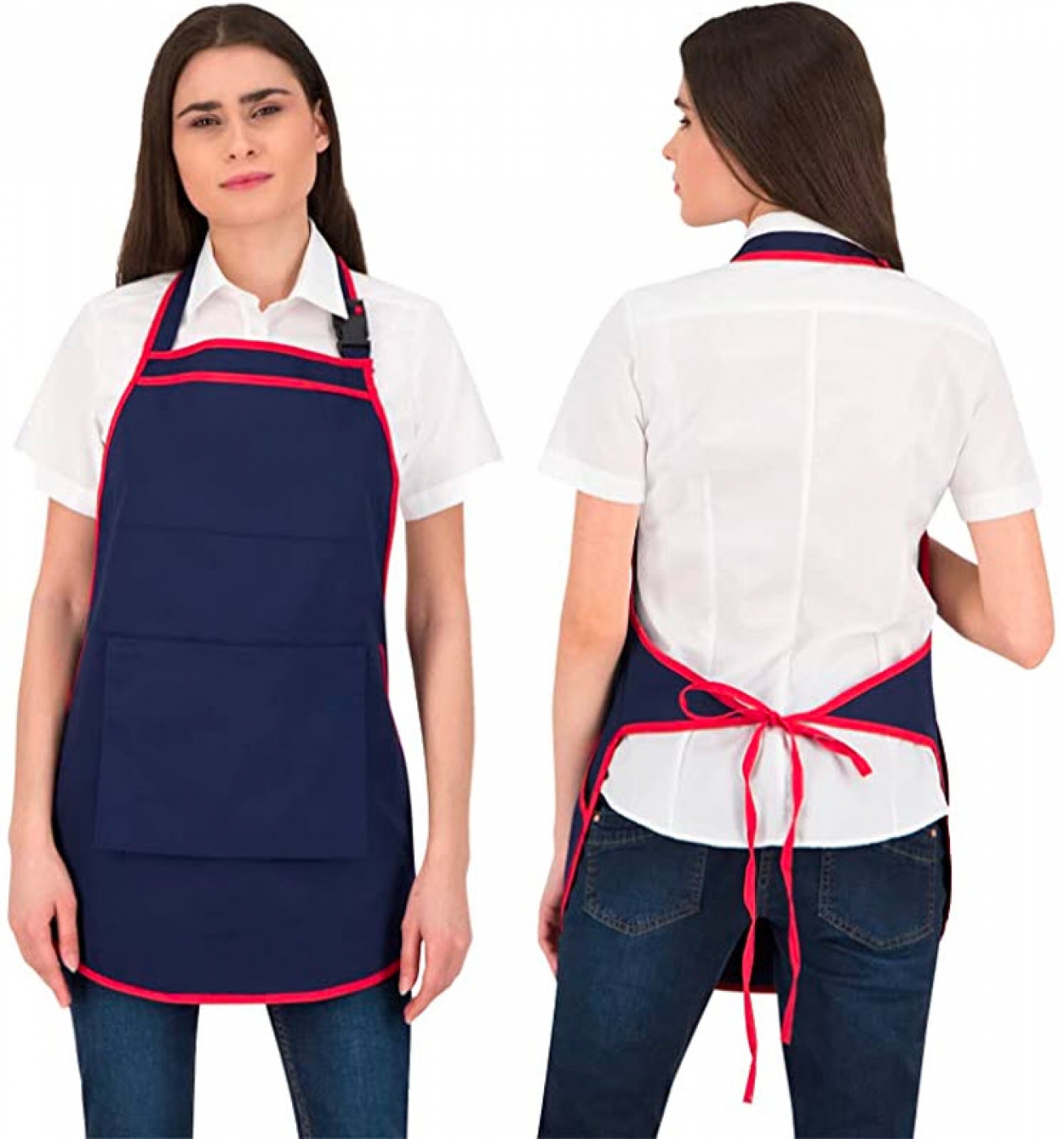 Uniforme Cofetarie - Sort cofetar sau patiser, cu pieptar, buzunar central si reglaj la gat