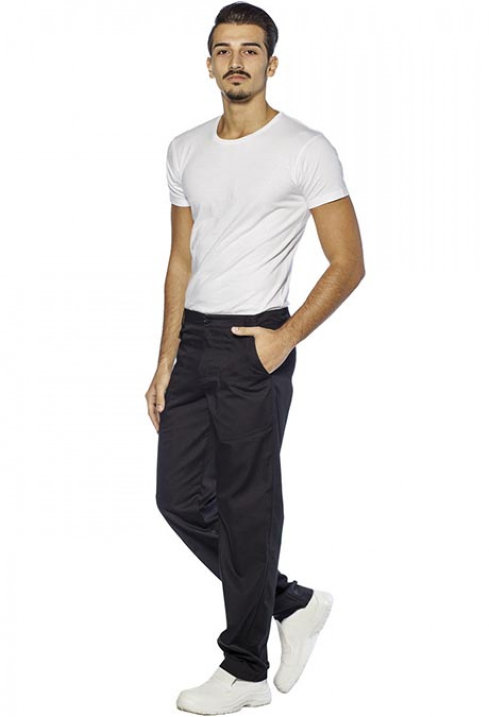 UniformeBucatari.ro - Pantalon bucatar model conic cu buzunare aplicate de barbat