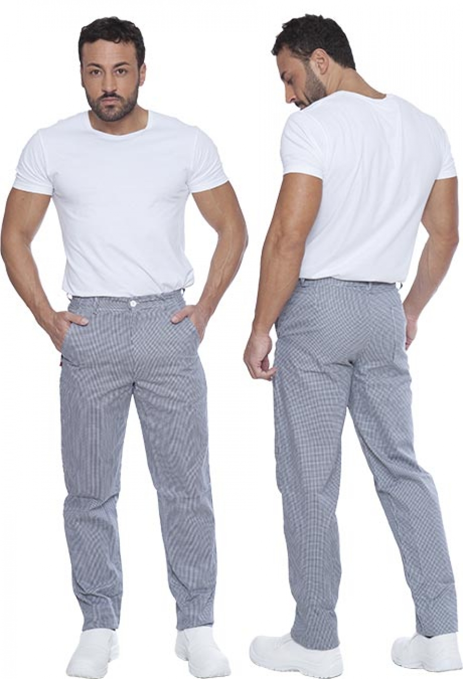 Pantalon bucatar cu fermoar si buzunare interioare, model conic de barbat