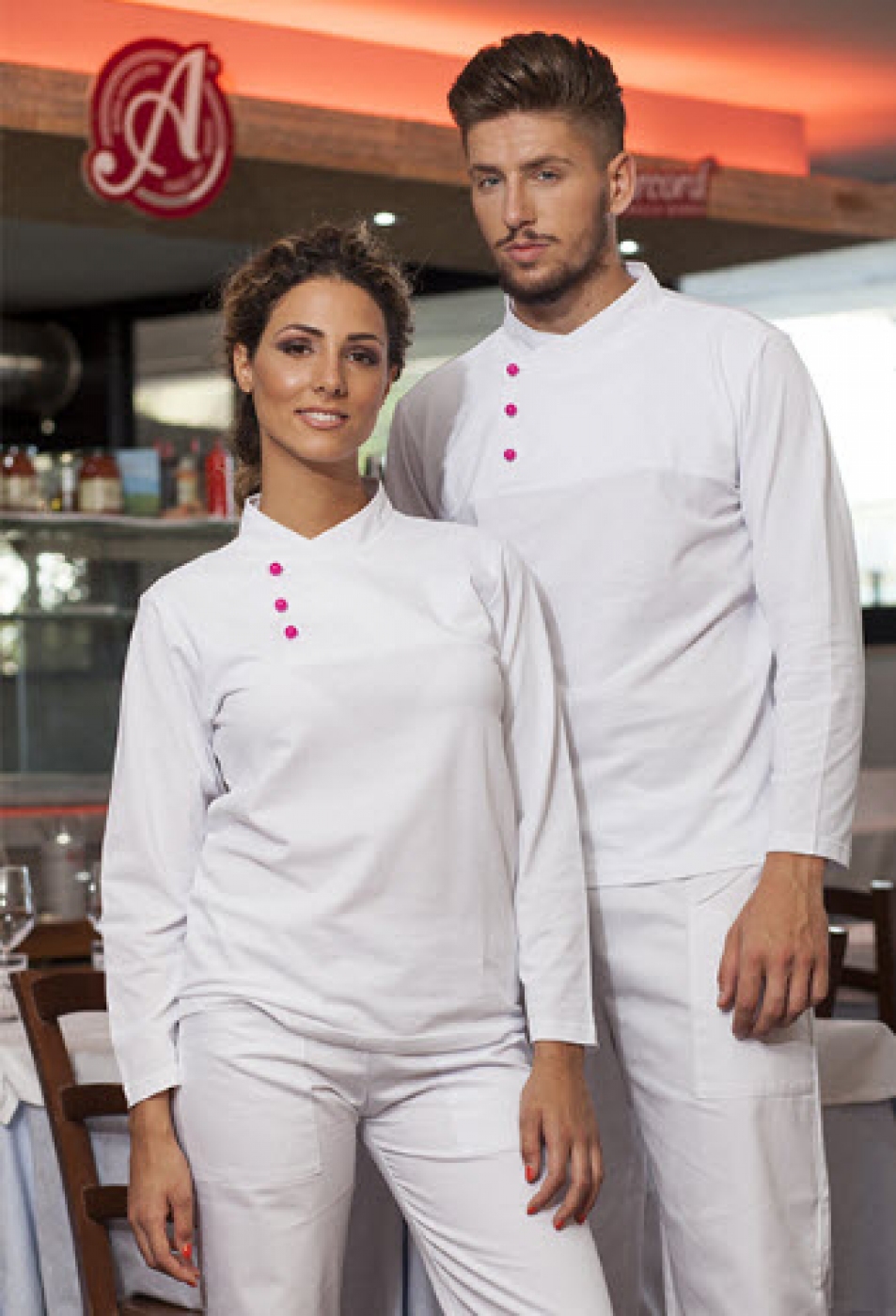 UniformeBucatari - Tricou bucatar, model polo, guler tunica si butoni cu maneca lunga