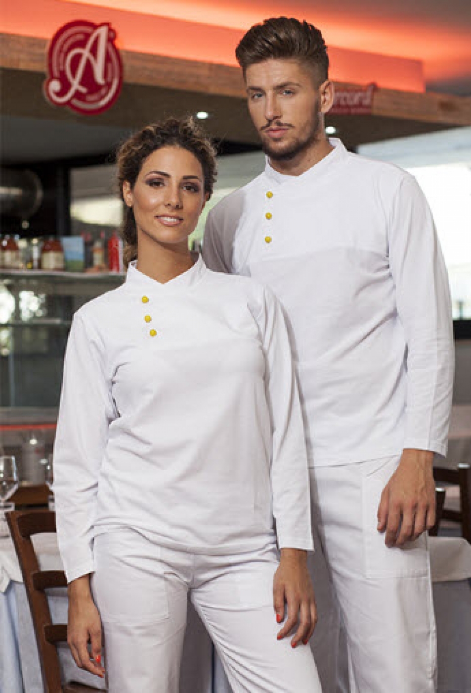 UniformeBucatari - Tricou bucatar, model polo, guler tunica si butoni cu maneca lunga