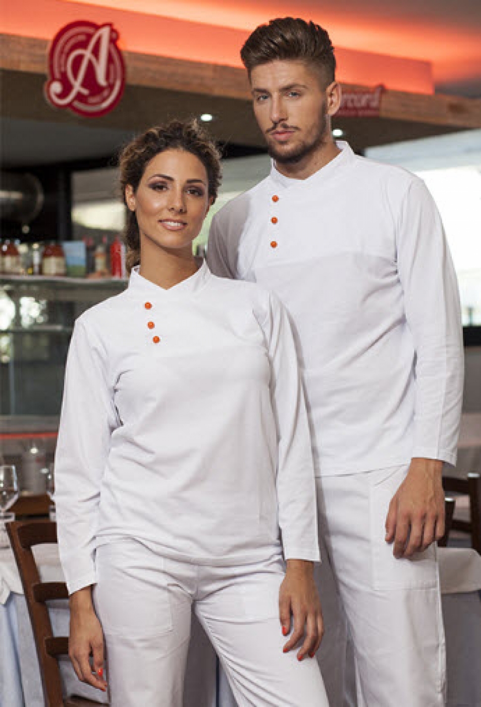 UniformeBucatari - Tricou bucatar, model polo, guler tunica si butoni cu maneca lunga