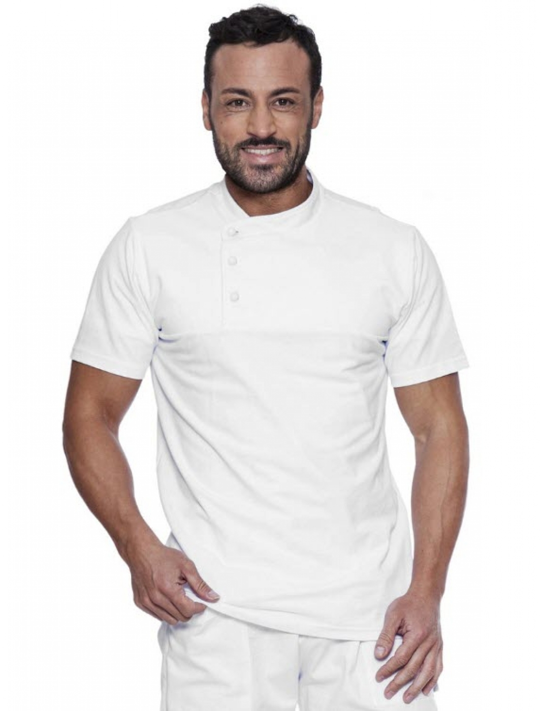 UniformeBucatari.ro - tricou bucatar tip polo cu guler tunica, model barbat