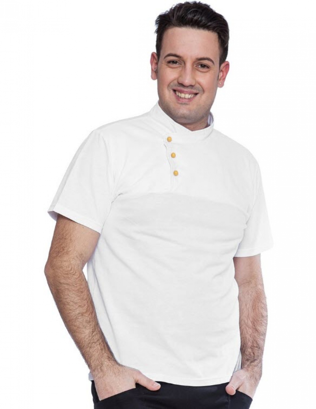 UniformeBucatari.ro - tricou bucatar tip polo cu guler tunica, model barbat